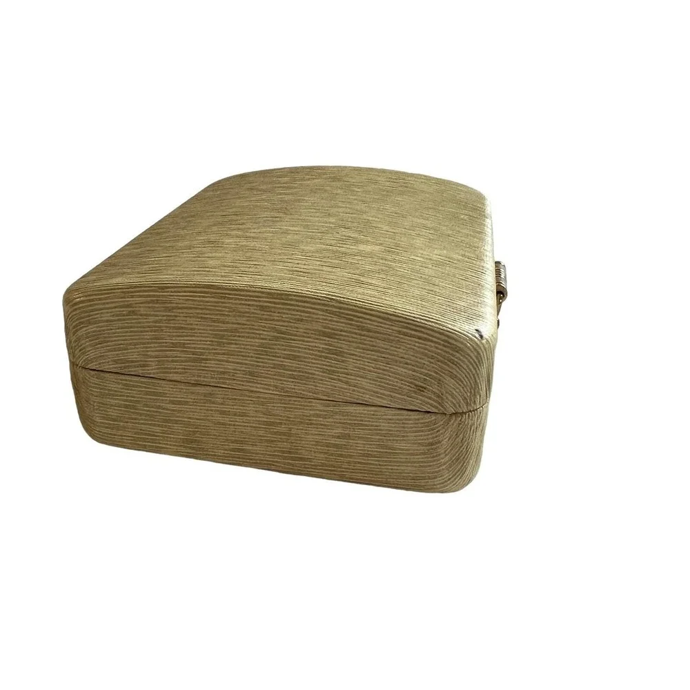 Vinyl Padded Square Storage Box Jewelry/Trinket Box Hinged Lid 5 Sections Lined